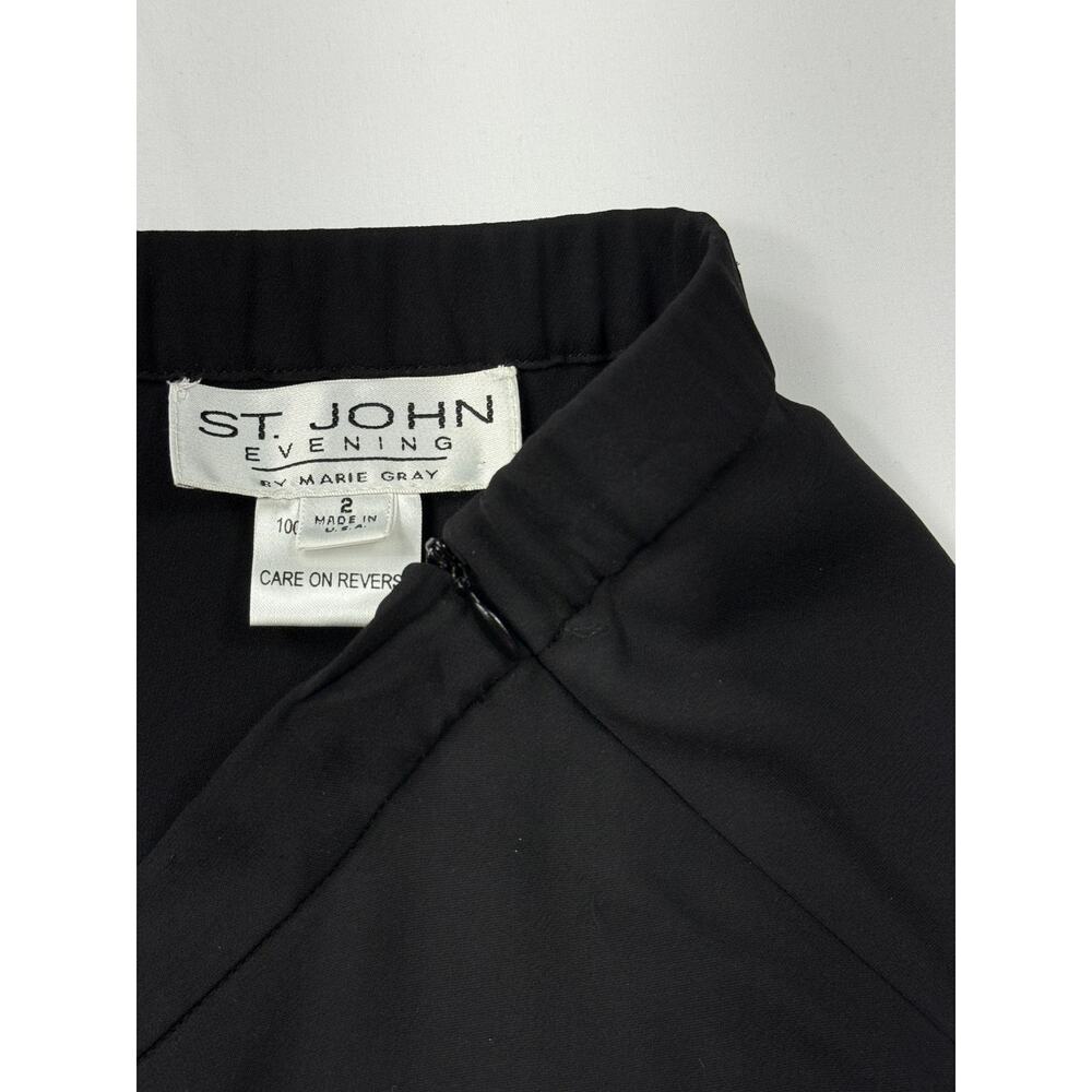 St. John Evening by Marie Gray, VTG Black Layered Silk Chiffon Dress Sz 2 - Picture 8 of 10